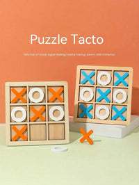 Wooden Chess / XO Tic-Tac-Toe Double-Play Puzzle Game, Traditional Desktop Chess For Children, Parent-Child Interaction –