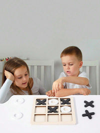 Wooden Chess / XO Tic-Tac-Toe Double-Play Puzzle Game, Traditional Desktop Chess For Children, Parent-Child In – Bumble &