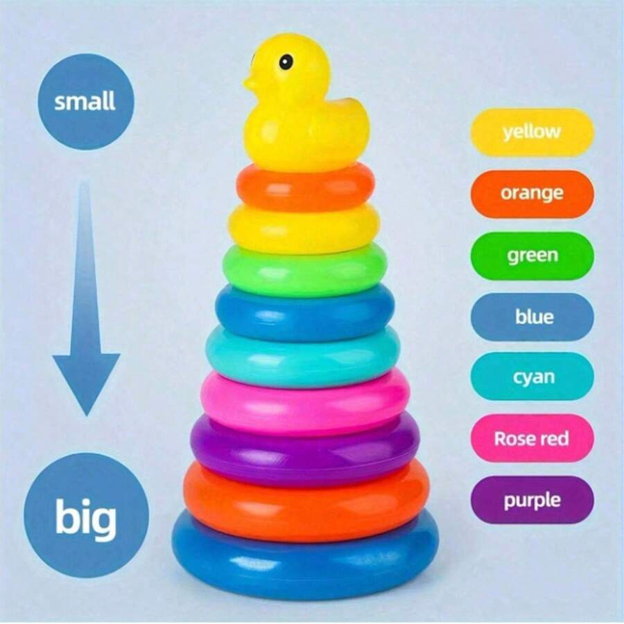 Kids Stacking Toys Game Tower, Montessori Early Learning Educational Toy, Color Recognition Gift – Bumble & Bear kids toy
