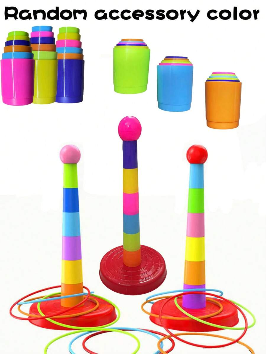 Children's Stackable Rainbow Loop Tossing Game Toy, Parent-Child Interaction, Brain Development – Bumble & Bear kids toy