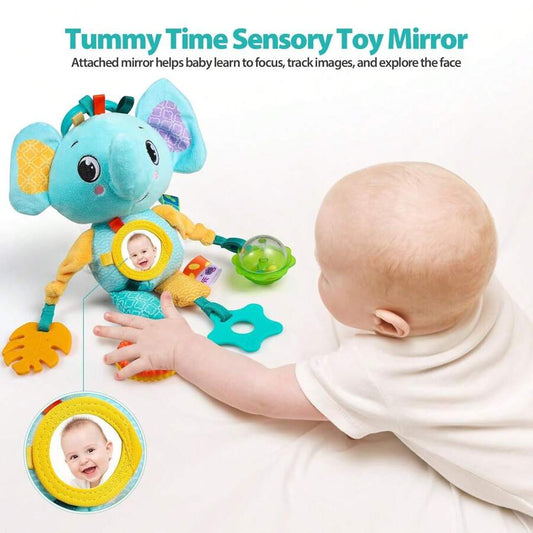 Colorful Animal Plush Doll Stroller Hanging Decor With Rattle And Teether, Newborn Gift – Bumble & Bear kids toy