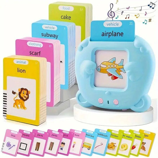 224 510 Interactive Word Flash Cards Reader 112 225 Double Sided Cards Blue Pink Rechargeable Educational Interactive To