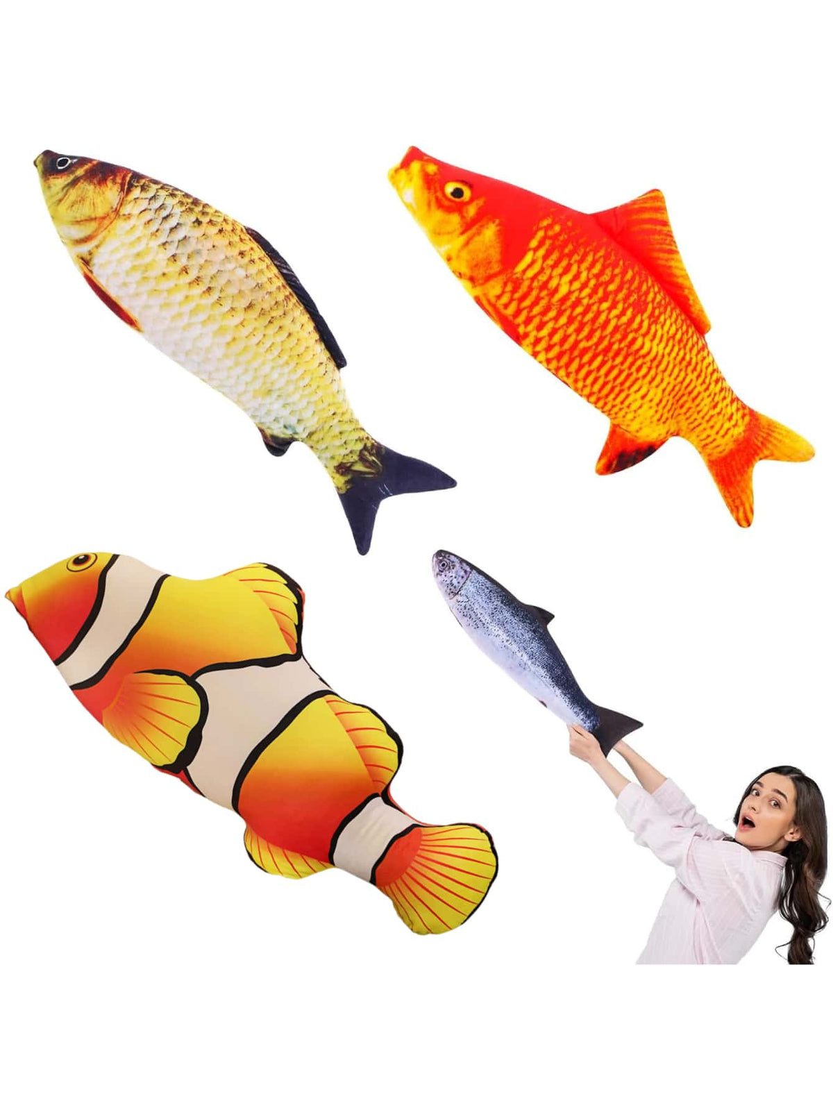 3D Giant Soft Fish Shaped Plush Pillow Decorative Stuffed Fish Cushion Oversized Decorative Pillow Creative Home Decor G