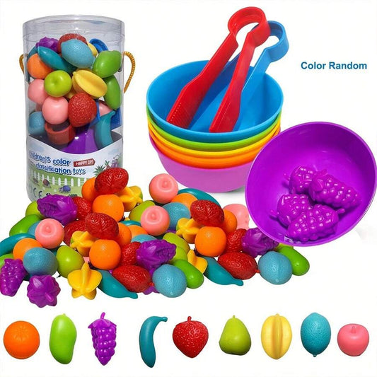 Colorful Silicone Fruit Themed Counting Sorting Game Educational Toy With Bowls Spoons And Balls Enhances Cognitive Skil