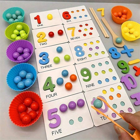 Colorful Wooden Rainbow Montessori Math Counting Toys Color Sorting Numbers Recognition And Stacking Puzzle For Toddlers