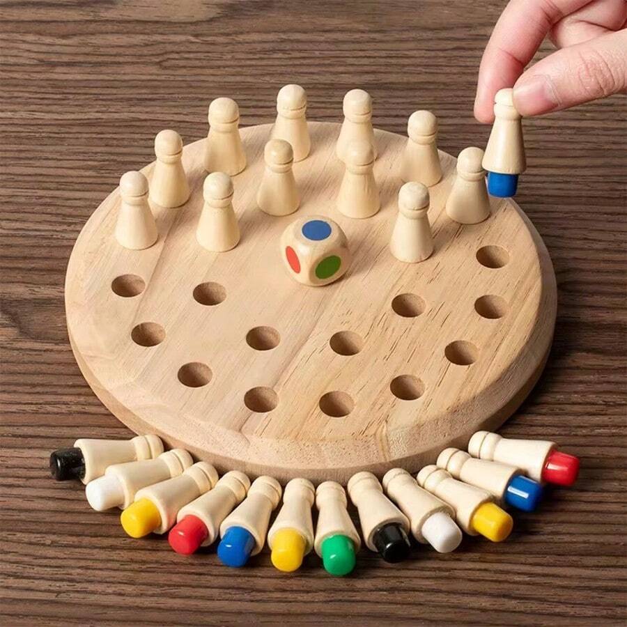 Wooden Memory Matchstick International Chess Colorful Game Board Puzzle Montessori Educational Toy Cognitive Ability Lea