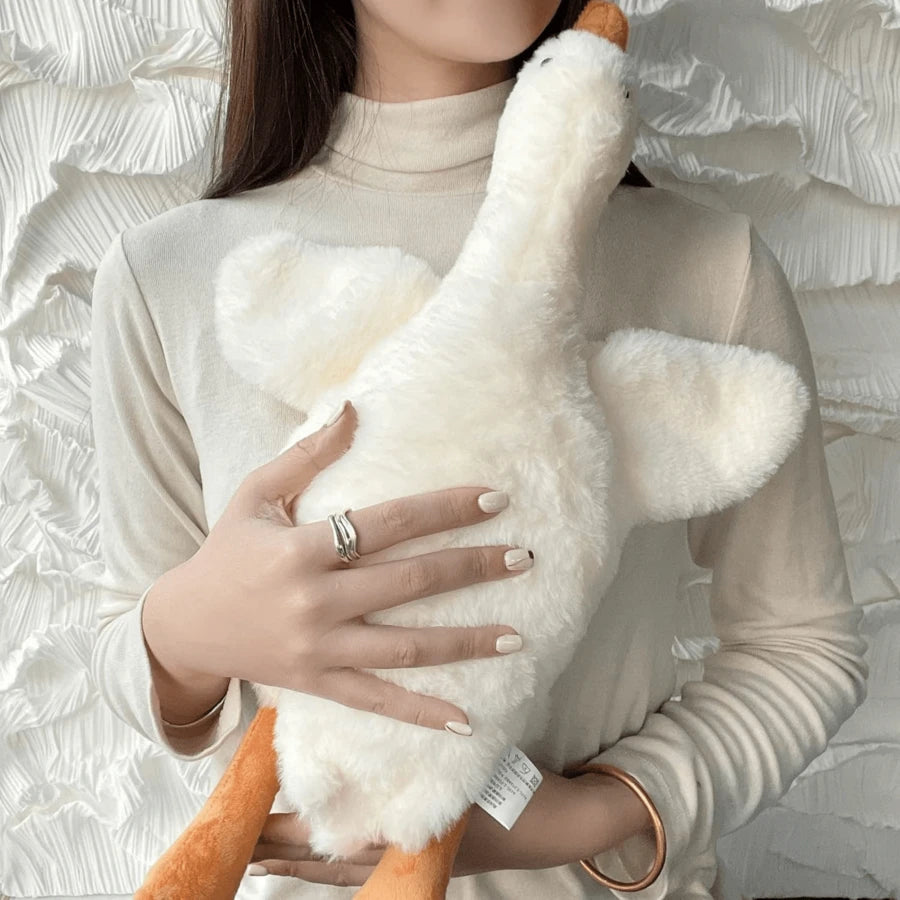 Giant White Goose Plush Pillow - Soft Hugging Duck and Swan Stuffed Animal, Gift
