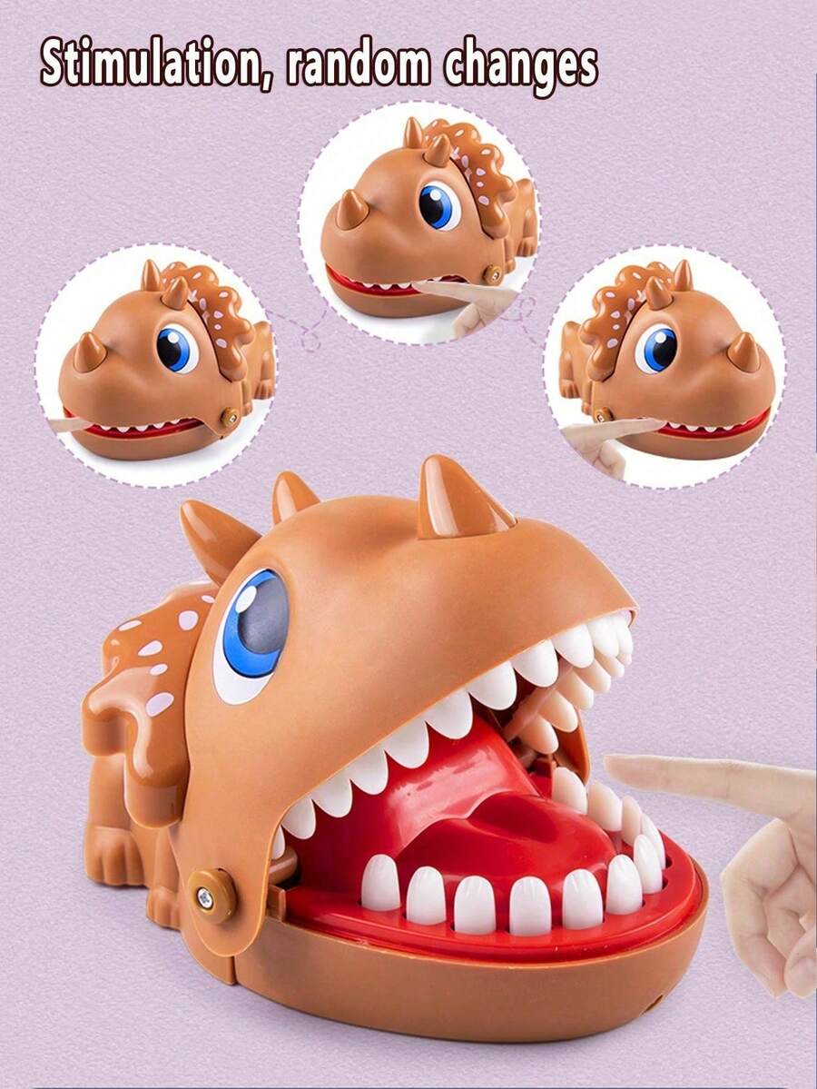 Triceratops Biting Finger Prank Toy, Big Mouth Crocodile Dinosaur Toy, Shark Biting Hand, Children & Parent Interactive 