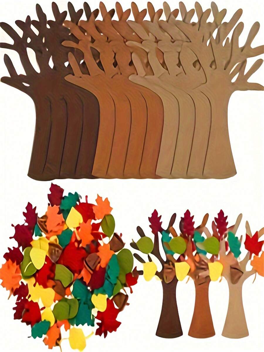 24 48 96pcs Classic Felt Tree Craft Kit DIY Autumn Thanksgiving Party Gift Tutor Door Wall Hanging Decoration No Electri