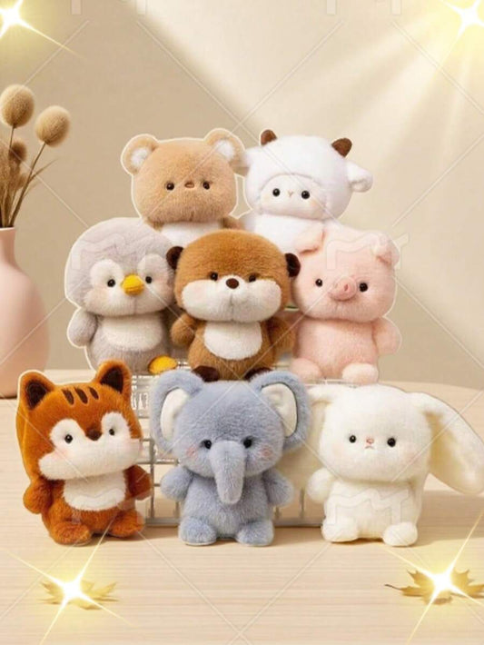 Cute Mini Forest Animal Plush Toys - Bear, Sheep, Penguin, Otter, Tiger, Elephan
