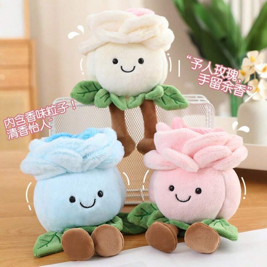 1pc Cute Cartoon Rose Potted Plant Figurine Plush Realistic Rose Doll Gift For Valentine s Day Mother s Day Teacher s Da
