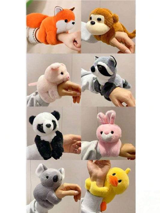 Cute Animal Plush Doll Set Includes Fox Koala Panda Pig Duck Raccoon Monkey And Rabbit With Hand Clapping Ring Creative 