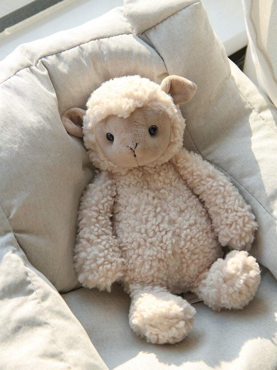 Cute Plush Sheep Doll 25cm - Super Soft Cream White Lamb, Nursery and Bedroom De
