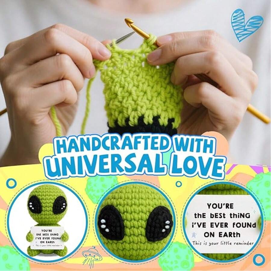 Adorable Knitted Alien Plush Doll, Thoughtful Gift For Various Occasions, Anniversary Gift, Valentine's Day Pr – Bumble &