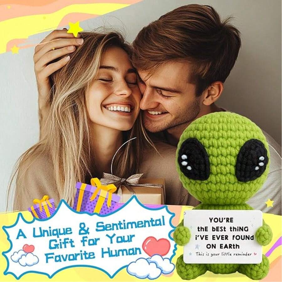 Adorable Knitted Alien Plush Doll, Thoughtful Gift For Various Occasions, Anniversary Gift, Valentine's Day Pr – Bumble &