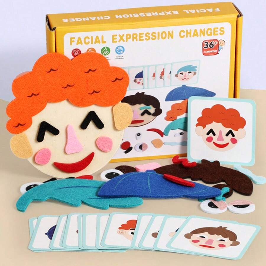 Children s Felt Face Expression DIY Activity Toy Emotional Expression Educational Puzzle Game Early Learning Desktop Gam