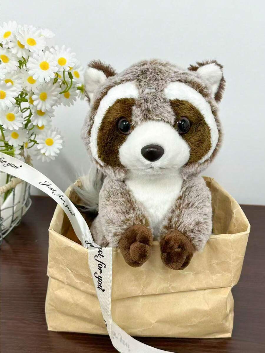 1pc 25cm/9.8in Cute Plush Raccoon Doll, Super Soft Stuffed Forest Animal, Huggable Friend For Infants & Kids,  – Bumble &