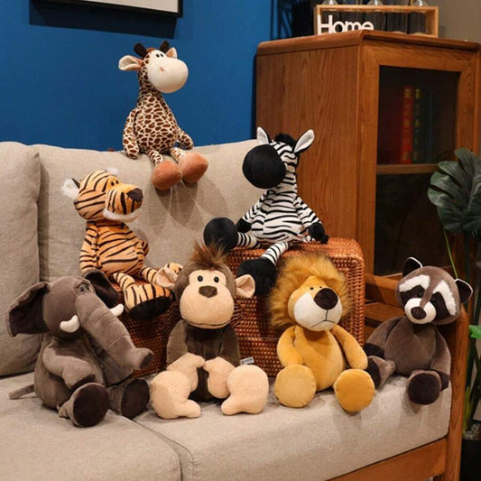 Realistic Forest Animal Plush Toys, Cartoon Lion, Tiger, Elephant, Giraffe Plush Dolls (Multiple Styles Available), Ador