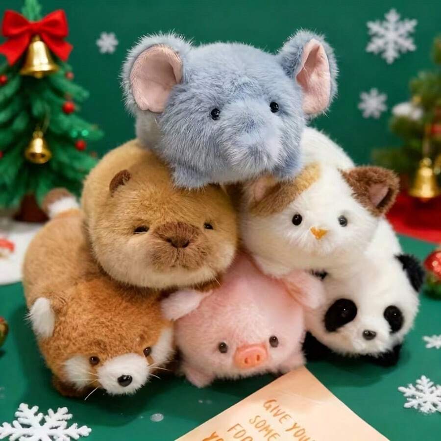 6.29in/16cm Cute Mini Plush Toys, Soft Stuffed Panda, Penguin, Sloth, Fox, Cat, Rabbit & Duckling, Mini Huggin – Bumble &