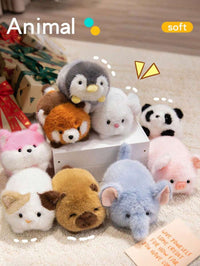 6.29in/16cm Cute Mini Plush Toys, Soft Stuffed Panda, Penguin, Sloth, Fox, Cat, Rabbit & Duckling, Mini Hugging Collecti