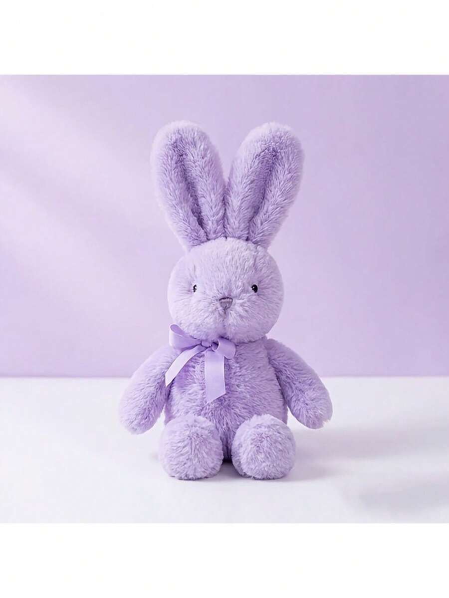 Easter Bunny Plush Doll, Soft Long-Eared Cartoon Rabbit With Bow, Purple, White, Pink, Grey, Brown Options, Hu – Bumble &