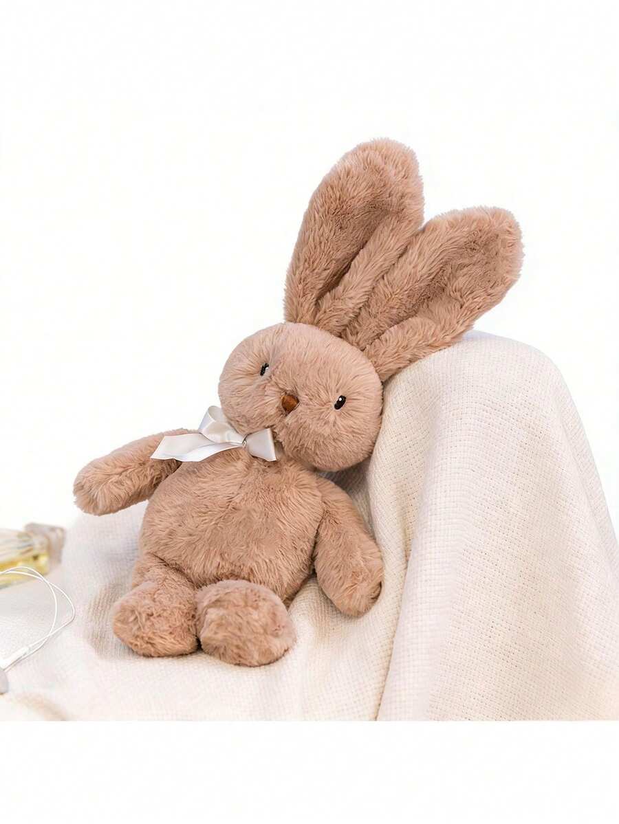 Easter Bunny Plush Doll, Soft Long-Eared Cartoon Rabbit With Bow, Purple, White, Pink, Grey, Brown Options, Hu – Bumble &