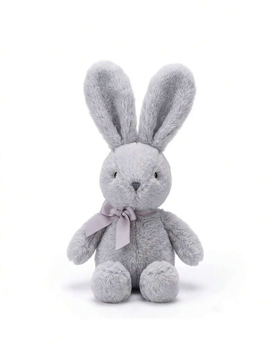 Easter Bunny Plush Doll, Soft Long-Eared Cartoon Rabbit With Bow, Purple, White, Pink, Grey, Brown Options, Hu – Bumble &