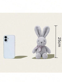 Easter Bunny Plush Doll, Soft Long-Eared Cartoon Rabbit With Bow, Purple, White, Pink, Grey, Brown Options, Huggable Com