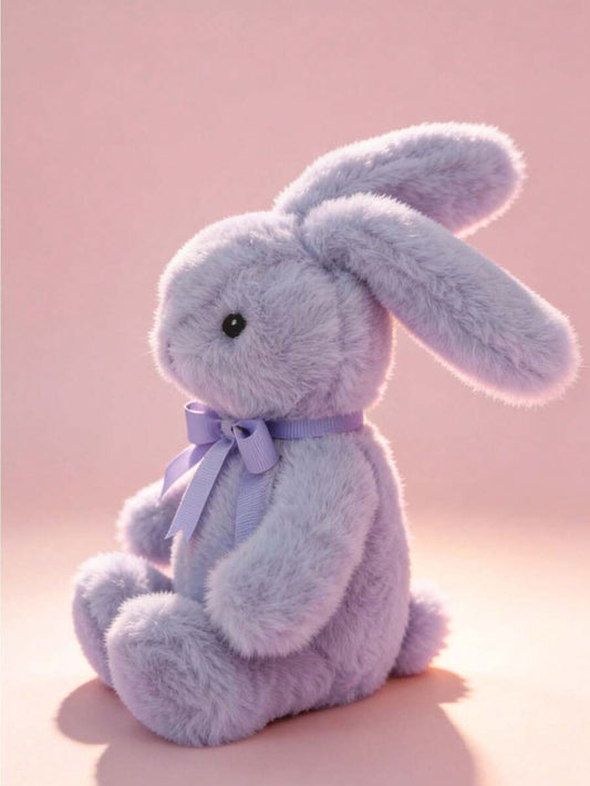 1pc 35cm 13 78in Cute Purple Plush Rabbit Doll Soft Fluffy Stuffed Bunny Doll With Bow Suitable For Girls Birthday Gift 