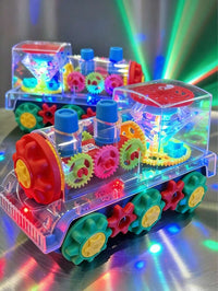 Glowing Transparent Gear Train Toy, Collision Activated Sound & Light, 360 Rotation, Music, Educational Sensor – Bumble &