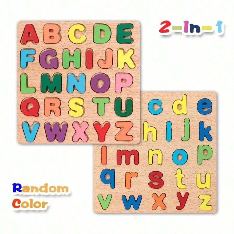 2-In-1 Montessori Wooden Alphabet And Number Shape Puzzle For Children 3+ Years – Bumble & Bear kids toy