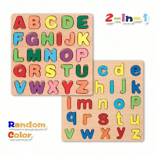 2-In-1 Montessori Wooden Alphabet And Number Shape Puzzle For Children 3+ Years – Bumble & Bear kids toy