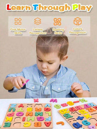 2-In-1 Montessori Wooden Alphabet And Number Shape Puzzle For Children 3+ Years – Bumble & Bear kids toy