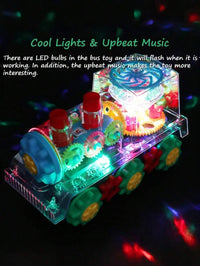 Glowing Transparent Gear Train Toy, Collision Activated Sound & Light, 360 Rotation, Music, Educational Sensor – Bumble &
