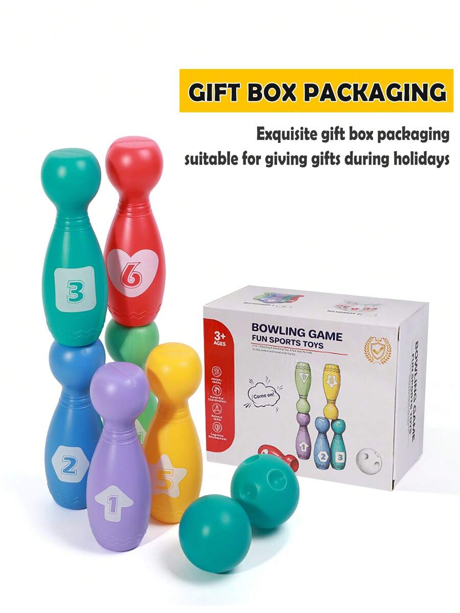 Colorful White Number Bowling Set 3 6 12 Years Old Children Educational Early Learning Toy Parent Child Interactive Indo