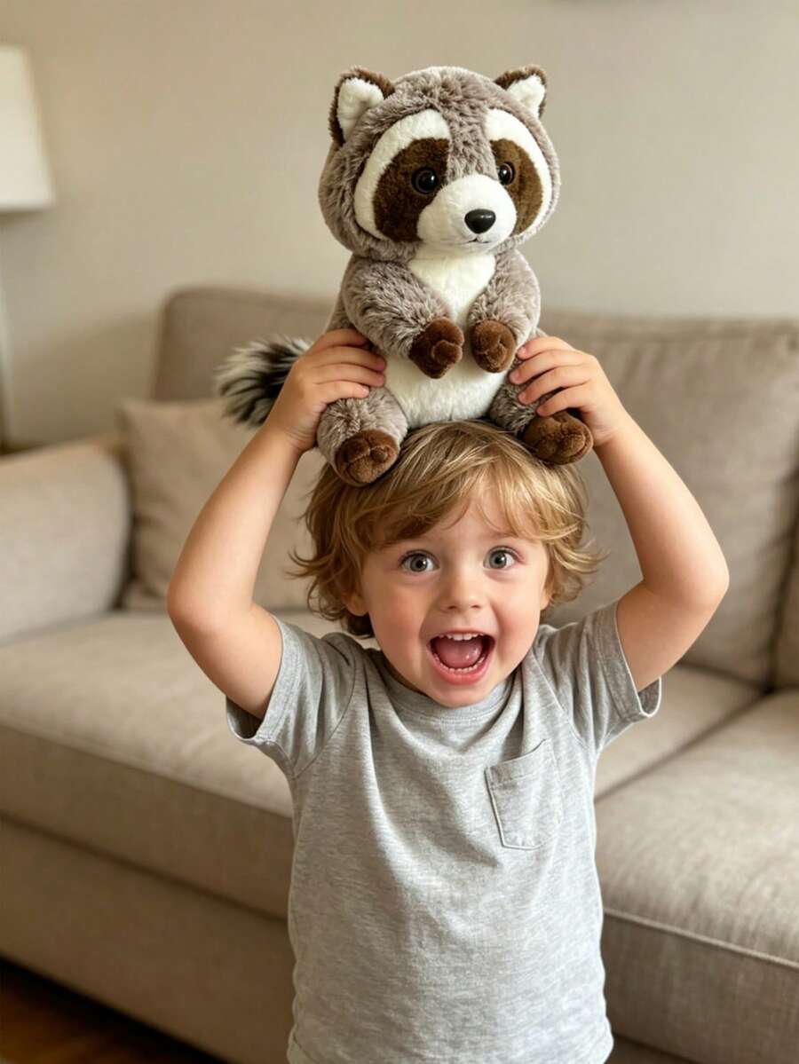 1pc 25cm/9.8in Cute Plush Raccoon Doll, Super Soft Stuffed Forest Animal, Huggable Friend For Infants & Kids, Suitable F