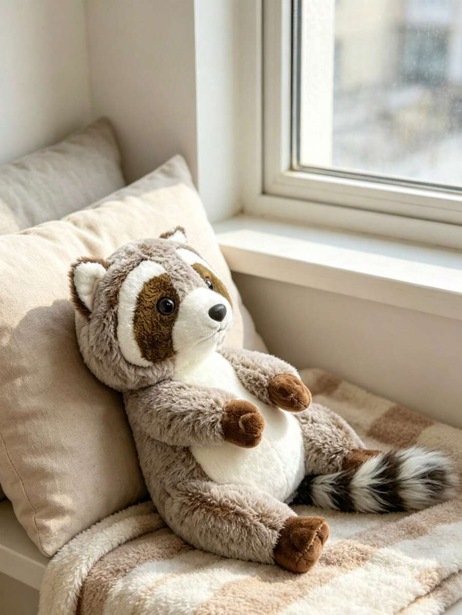 1pc 25cm/9.8in Cute Plush Raccoon Doll, Super Soft Stuffed Forest Animal, Huggable Friend For Infants & Kids, Suitable F