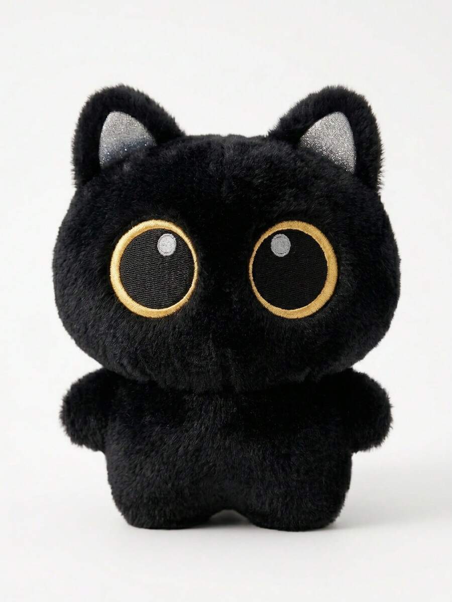 Cute Black Cat Plush Doll, Big Eyes Fluffy Mini Plush, Gothic Style Bag Charm, Gift For Cat Lovers – Bumble & Bear kids toy
