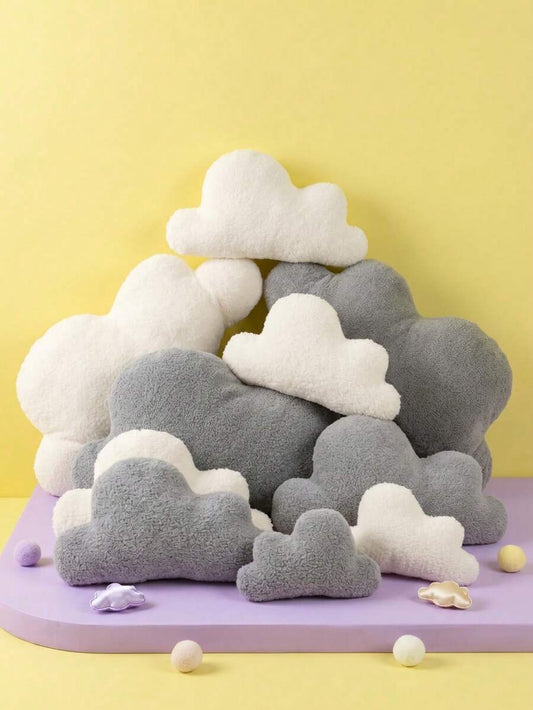 Cloud Shaped Plush Throw Pillow Soft Fluffy Cloud Cushion White Grey Cloud Shaped Stuffed Pillow Comfortable Sleep Compa