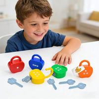 5pcs Educational Puzzle Lock And Key Number And Letter Matching Toy, Colorful Key And Apple Lock Puzzle – Bumble & Bear