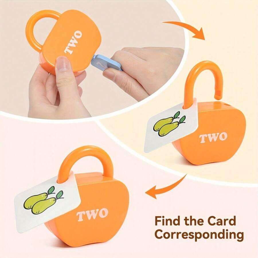 5pcs Educational Puzzle Lock And Key Number And Letter Matching Toy, Colorful Key And Apple Lock Puzzle – Bumble & Bear