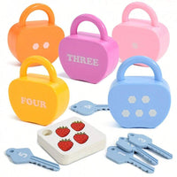 5pcs Educational Puzzle Lock And Key Number And Letter Matching Toy, Colorful Key And Apple Lock Puzzle – Bumble & Bear