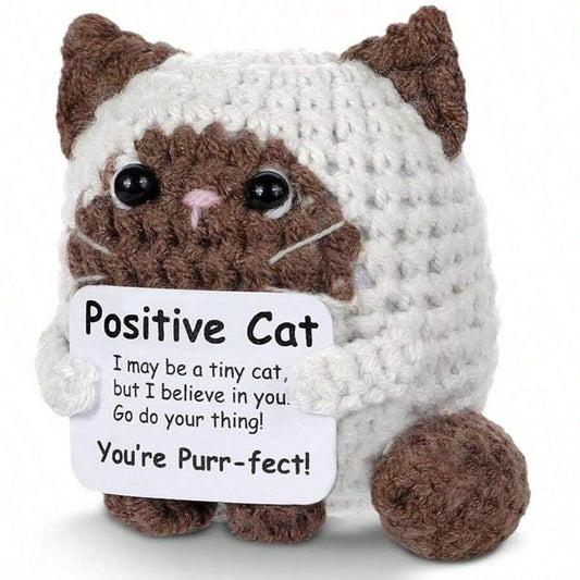 Siamese Cat Crochet Mini Doll With Inspirational Card, Hand-Knitted Emotional Support Gift – Bumble & Bear kids toy