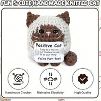 Siamese Cat Crochet Mini Doll With Inspirational Card, Hand-Knitted Emotional Support Gift – Bumble & Bear kids toy