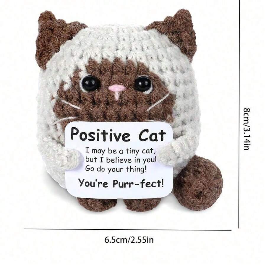 Siamese Cat Crochet Mini Doll With Inspirational Card, Hand-Knitted Emotional Support Gift – Bumble & Bear kids toy