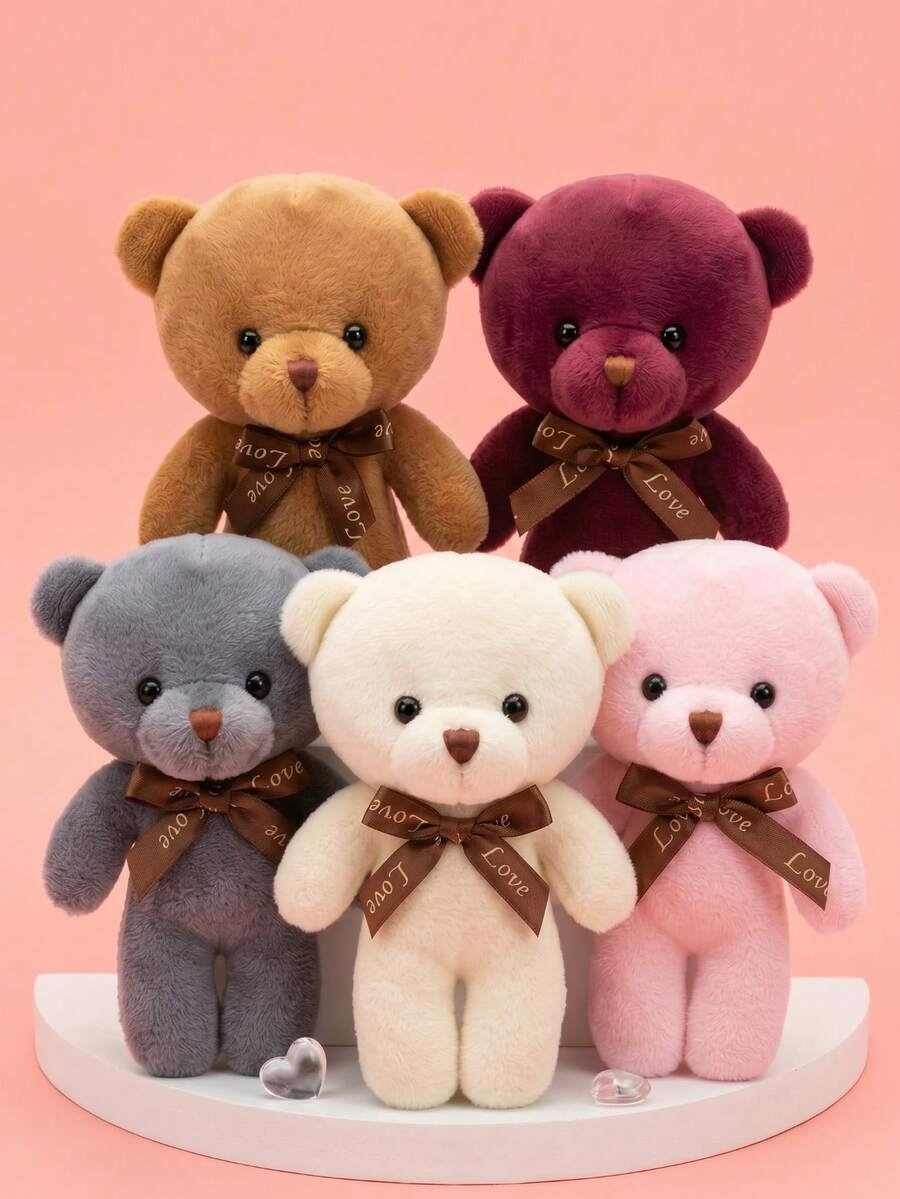 Small Teddy Bear Plush Doll With Bow Tie, Soft Fluffy Stuffed Bear, Bag Charm, Party Favors, Birthday Gift – Bumble &