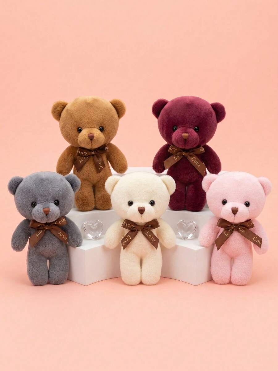 Small Teddy Bear Plush Doll With Bow Tie, Soft Fluffy Stuffed Bear, Bag Charm, Party Favors, Birthday Gift – Bumble &