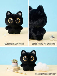 Cute Black Cat Plush Doll, Big Eyes Fluffy Mini Plush, Gothic Style Bag Charm, Gift For Cat Lovers – Bumble & Bear kids toy