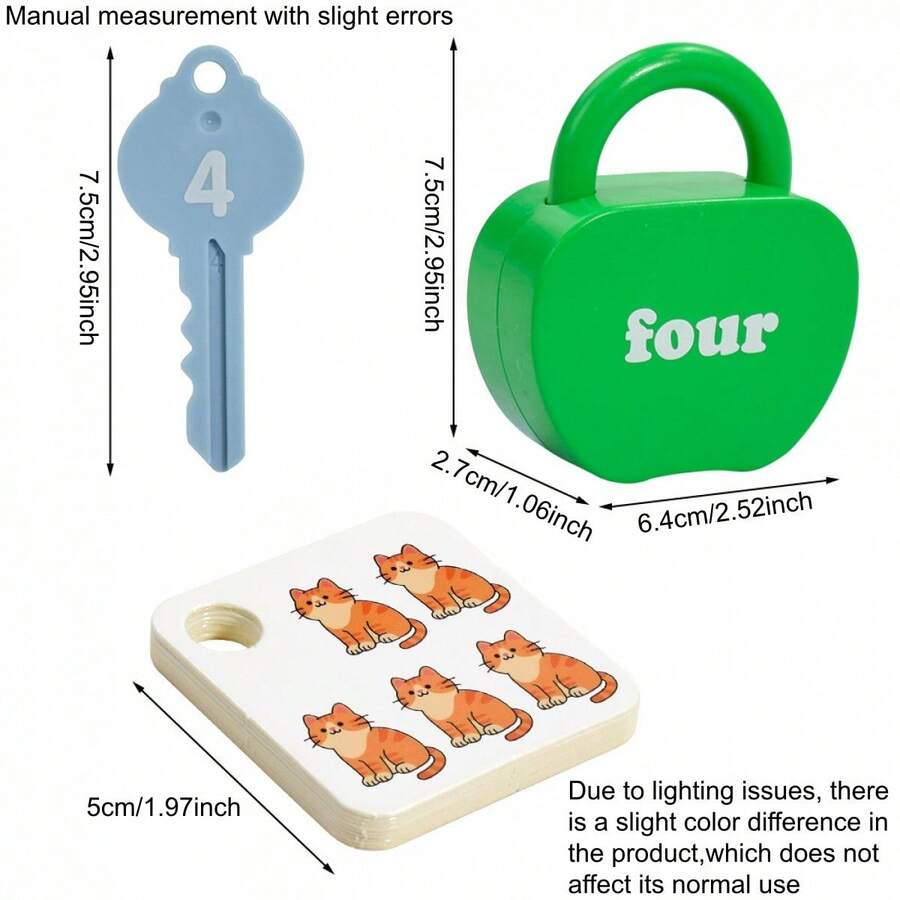 5pcs Educational Puzzle Lock And Key Number And Letter Matching Toy, Colorful Key And Apple Lock Puzzle – Bumble & Bear