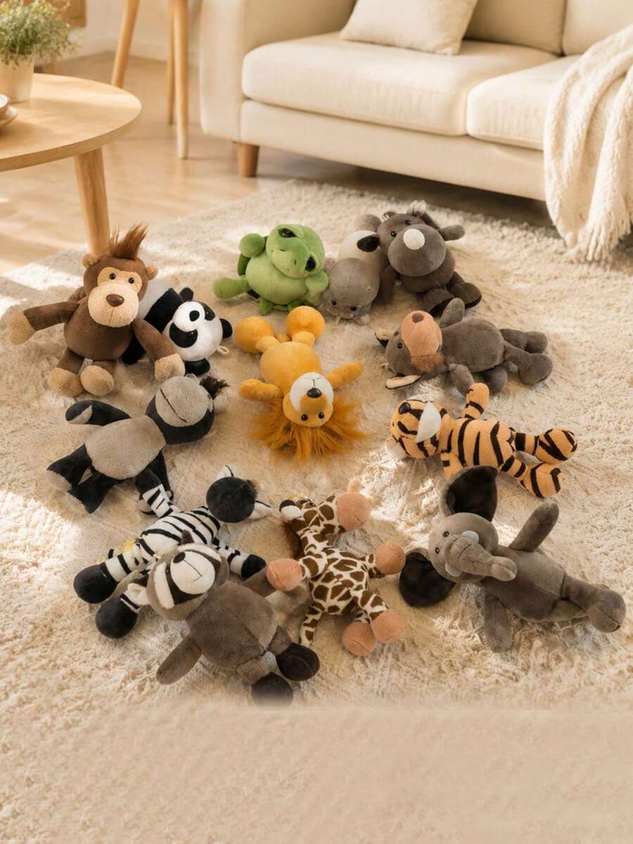 15cm 5 9in Plush Animal Jungle Animal Toys Including Elephant Lion Tiger Fox Monkey Zebra Giraffe Hippopotamus Rhinocero